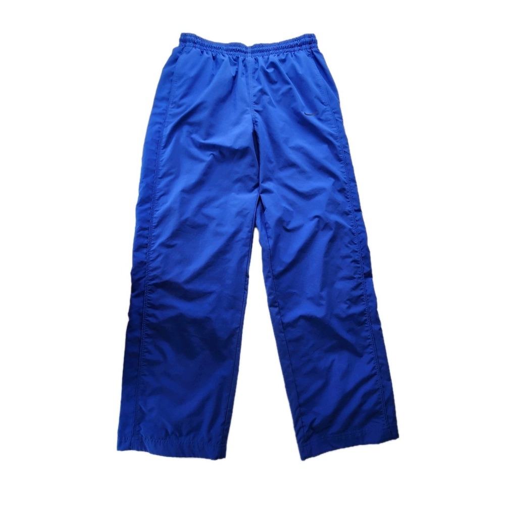 Vintage Y2K Nike Windbreaker Pants Men's Large Blue Lined Ankle Zip Swoosh EUC